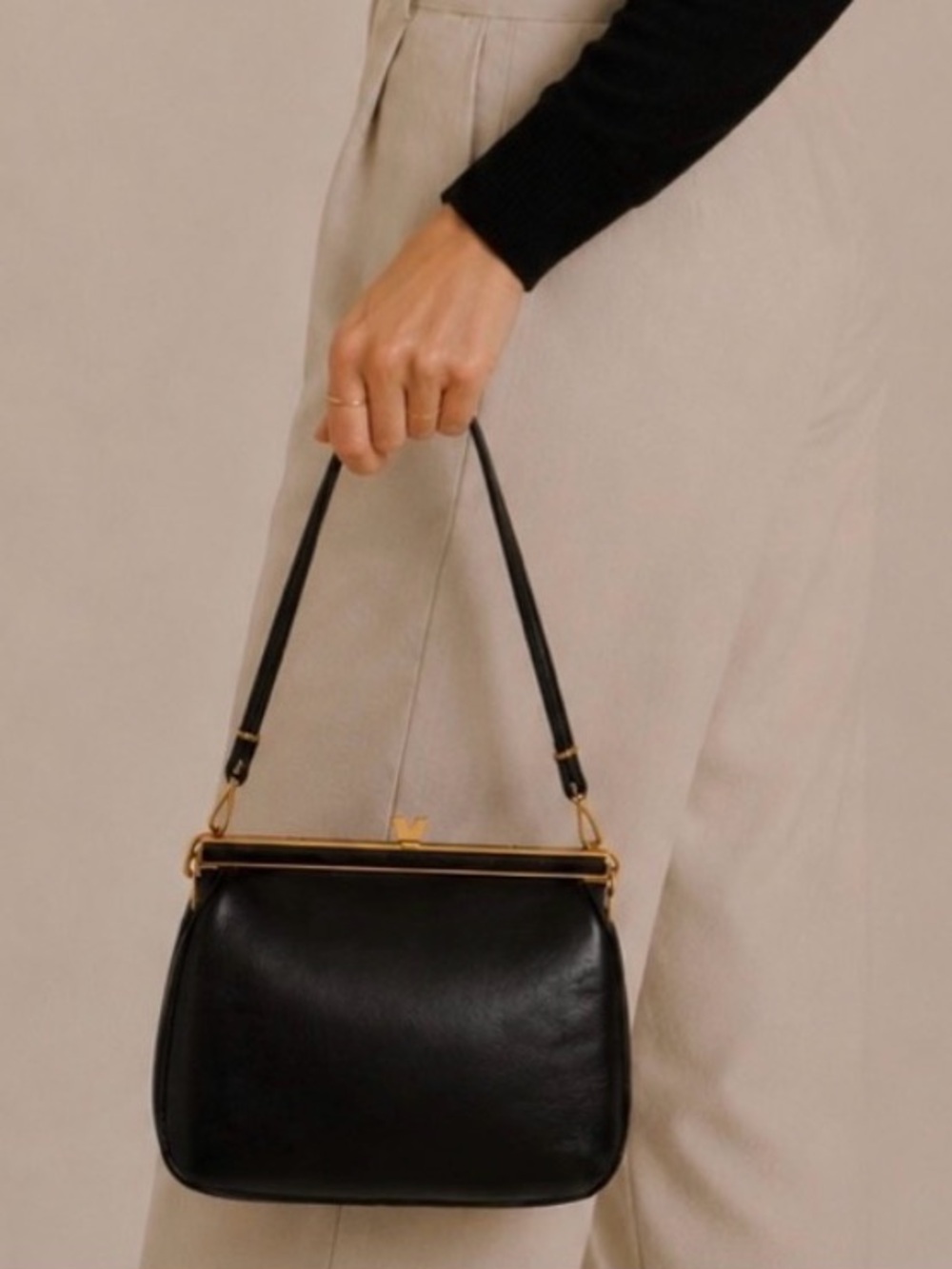 Vintage Dofan Paris Black Leather Handbag | Made in France